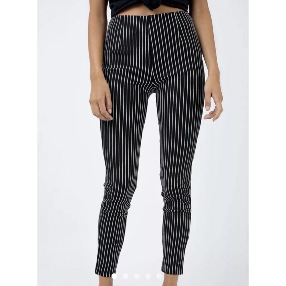 Princess Polly Black White Stripe Skinny Leg Pants Jeggings Leggings Size 0